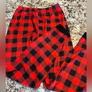 New Medium Red Black Mens Pajama Pants Unisex Christmas Checker Lounge Fall Win